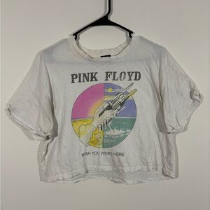 Pink Floyd Womens Size M Wish You Were Here Cropped Sewn Cuff Sleeve Graphic Tee